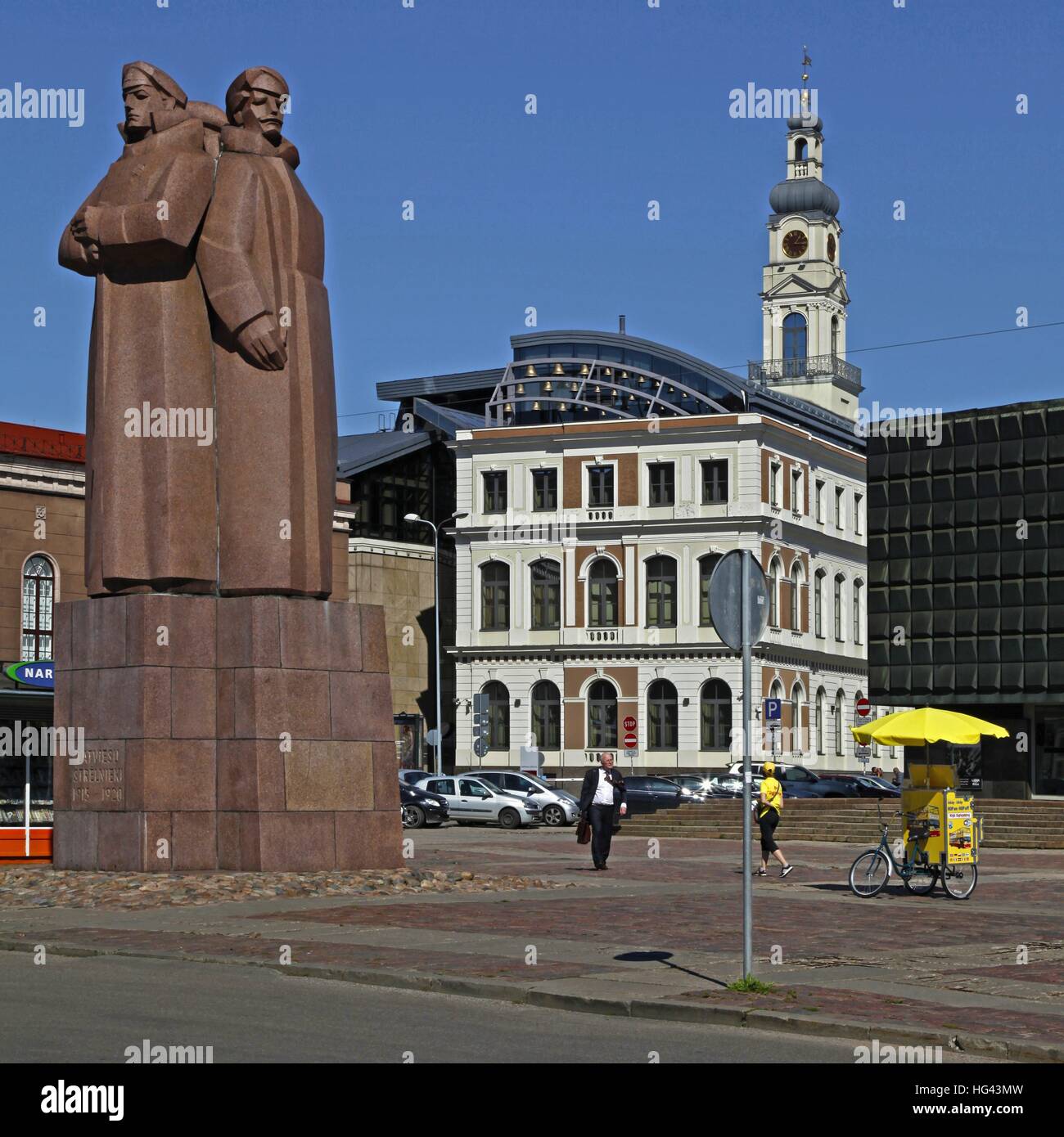 Monumento dei fucilieri lettoni (lettone: Latviešu strelnieki), Riga, Lettonia, gli Stati baltici, la Lettonia il riflemenwere originariamente erano una formazione militare di Imperiale esercito russo assemblato a partire 1915 in Lettonia per difendere Baltic terri | Utilizzo di tutto il mondo Foto Stock