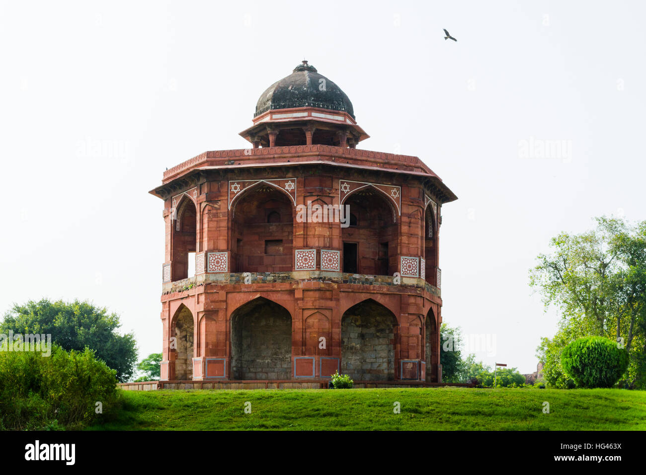 Sher mandal all'interno purana qila complesso in Delhi. Foto Stock