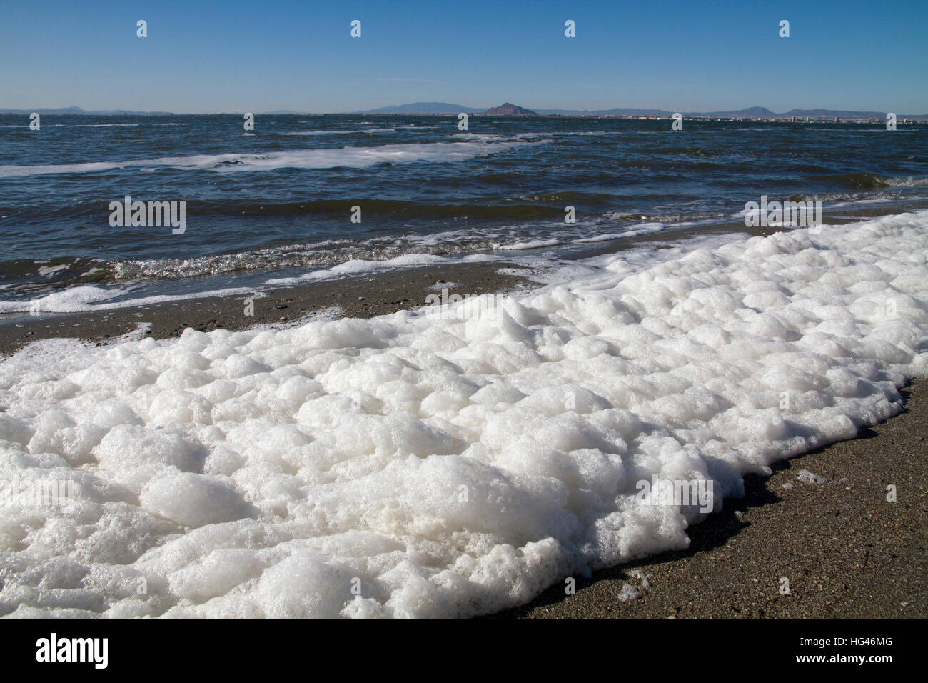 Inquinamento del Mare, Mar Menor, Murcia, Spagna Foto Stock