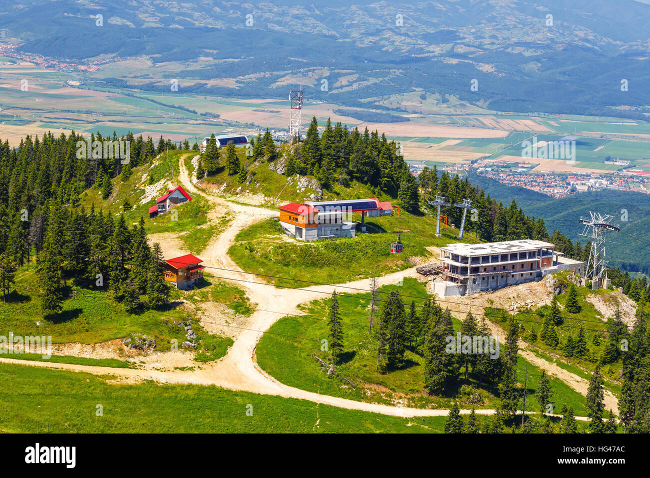 Vista dal massiccio Postavarul, Poiana Brasov, Romania Foto Stock