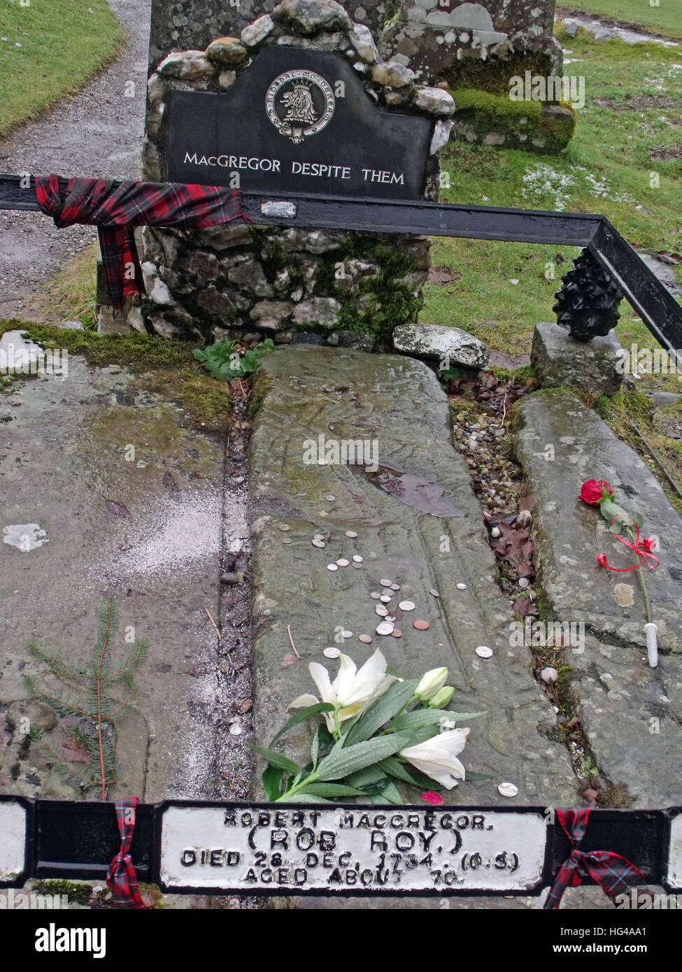Rob Roys grave, Balquhidder - Robert "" Rob Roy MacGregor Foto Stock