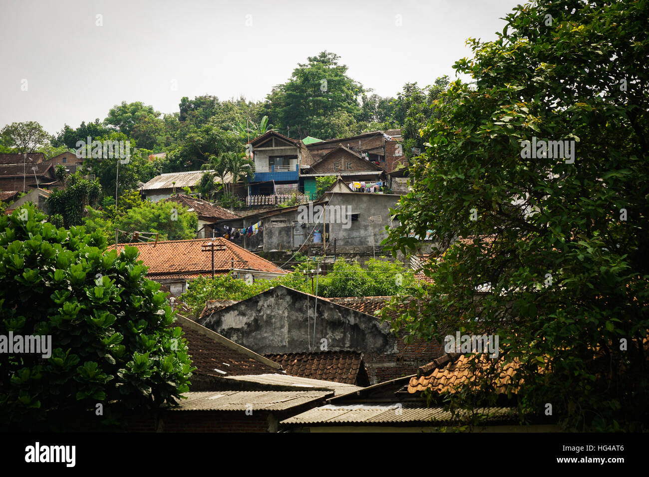 Baraccopoli di montagna con vista green foto scattata a Semarang Indonesia Foto Stock