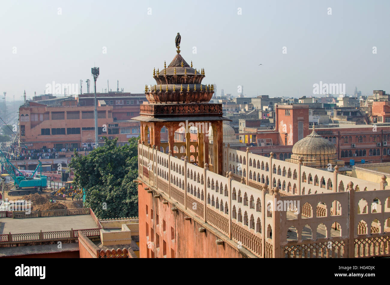 Parte della costruzione del palazzo dei venti Hava Makhal in Jaipur India,una parte, architettura, edilizia, decoro, hava Foto Stock