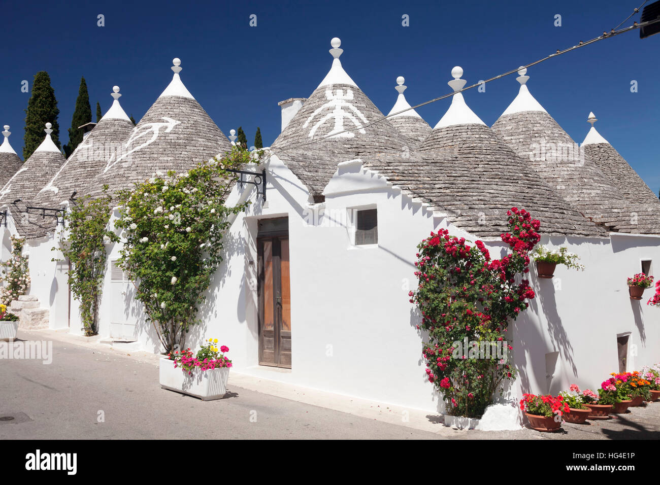 Trulli, case tradizionali, Rione Monti area, Alberobello, UNESCO, Valle d'Itria, distretto di bari, puglia, Italia Foto Stock