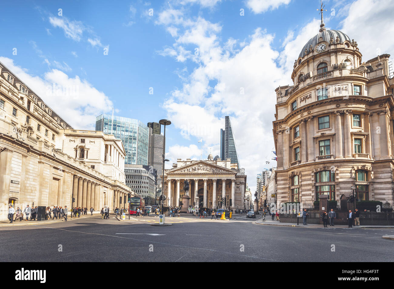 Londra il Royal Exchange, skyline panorama Foto Stock