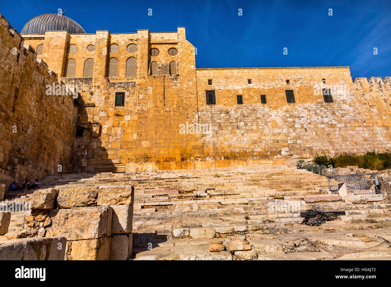 Antichi passi secondo tempio ebraico il Parco Archeologico di Gerusalemme Israele Foto Stock