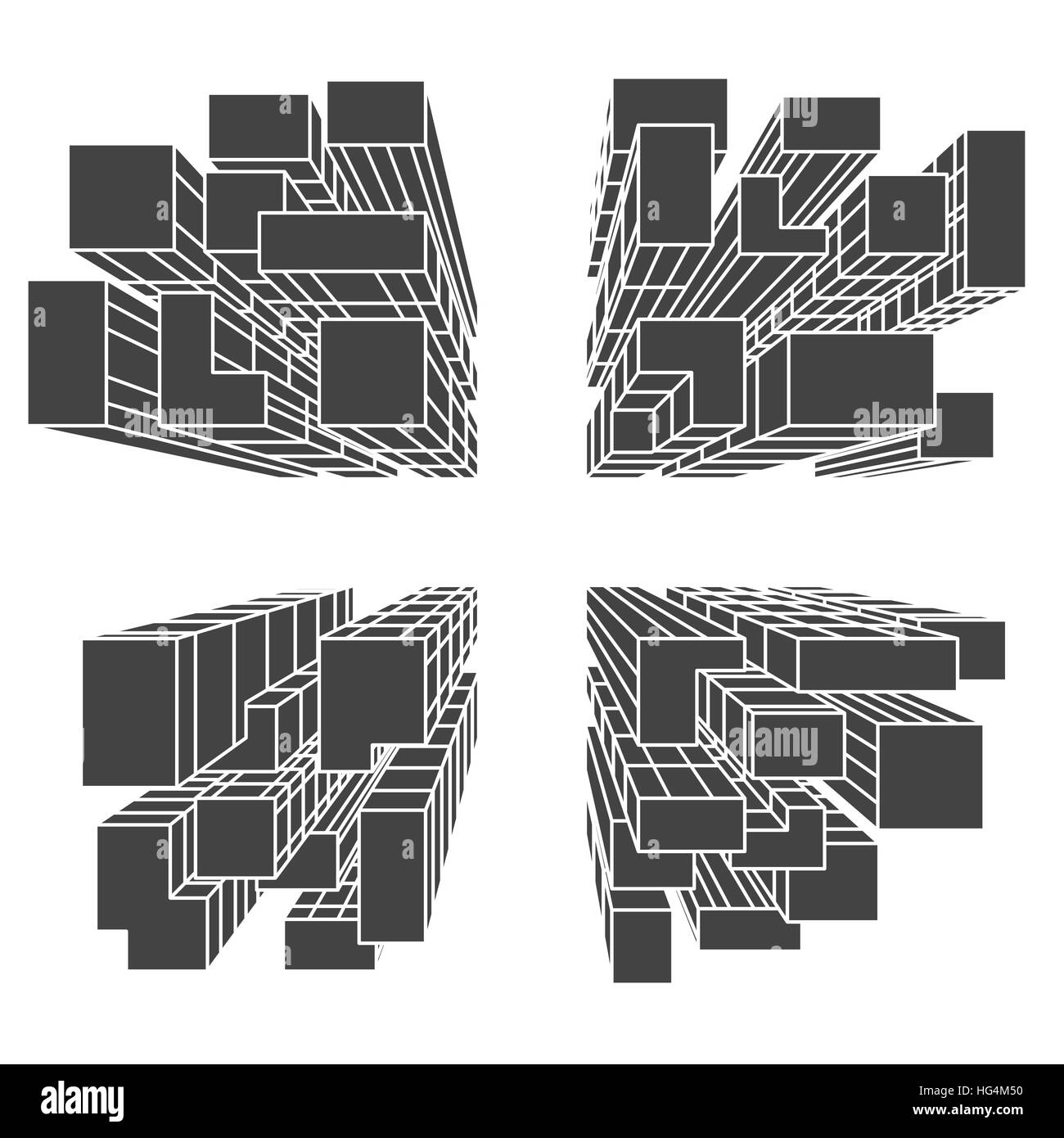 Grande città con grattacieli vista panoramica Illustrazione Vettoriale