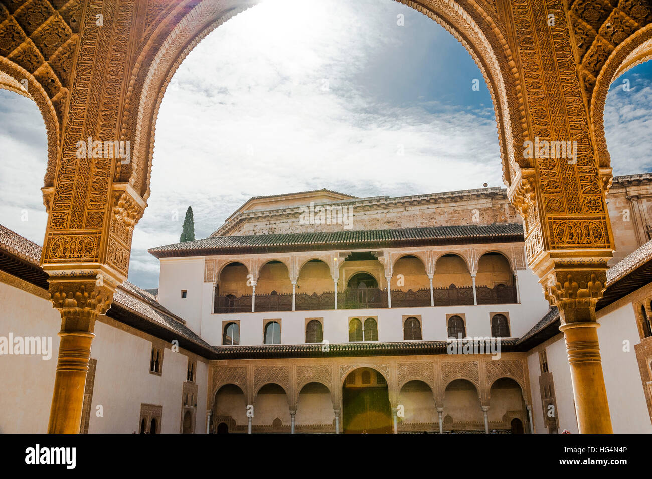 Patio de los Arrayanes, Innercourt del Nasrid Palace, Alhambra di Granada, Andalusia, Spagna Foto Stock