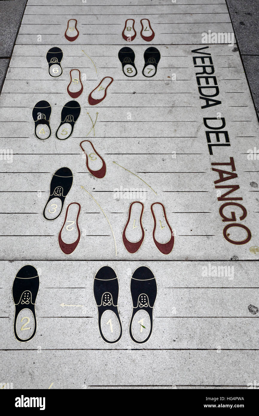 Marciapiede che mostra il Tango passi di danza, Buenos Aires, Argentina, Sud America Foto Stock