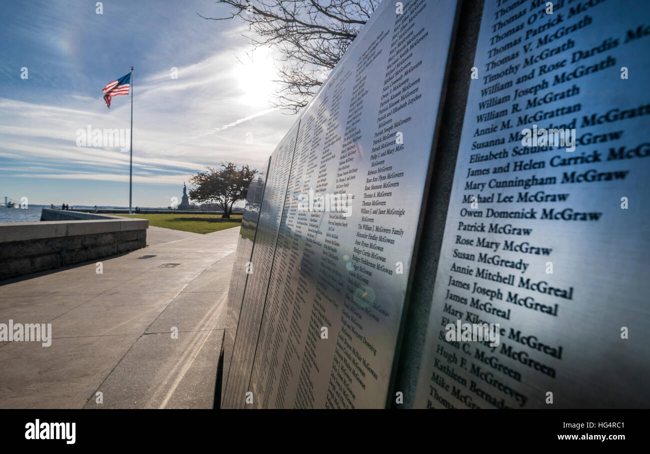 Memorial in Ellis Island, New York Foto Stock