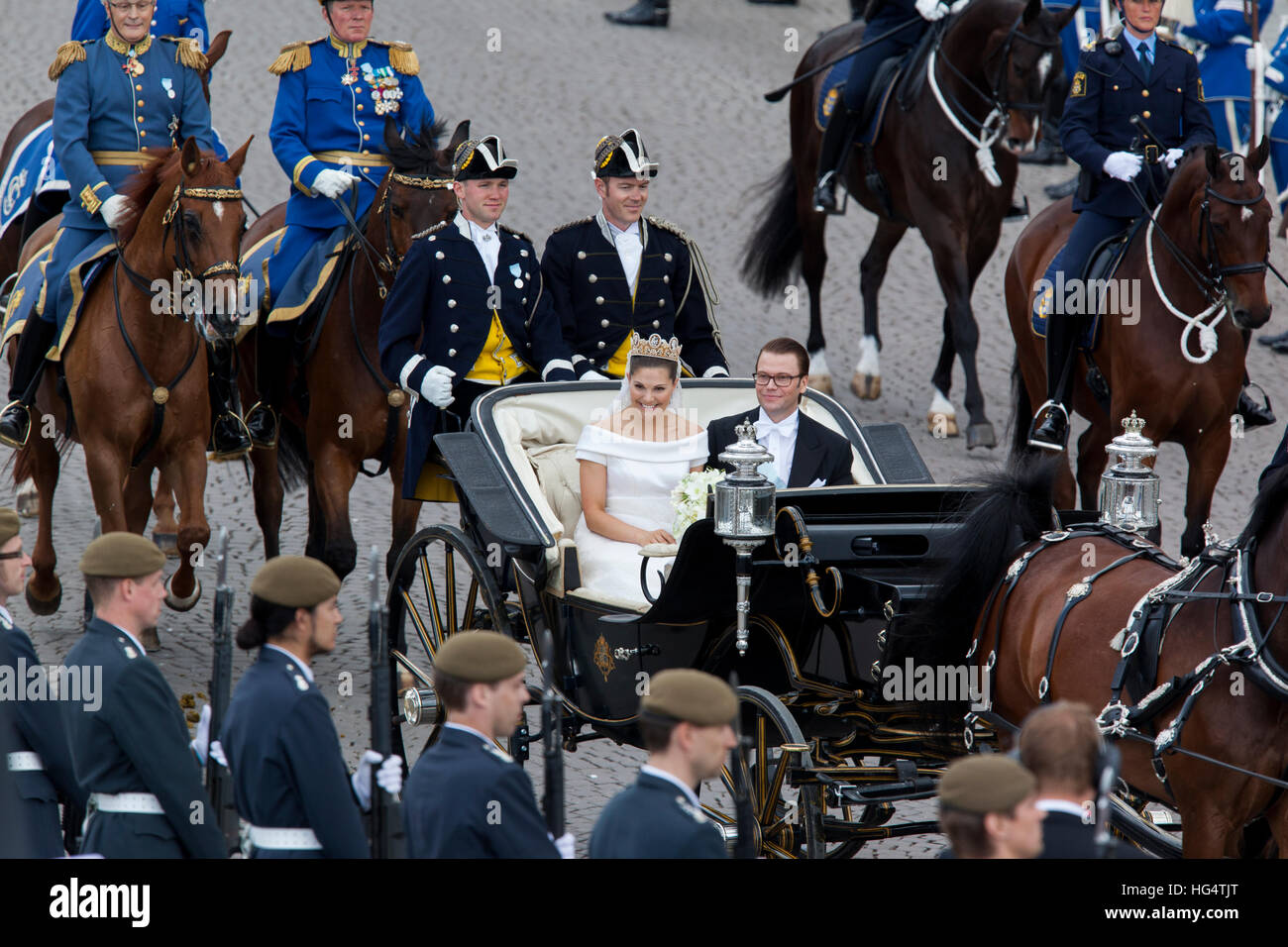 Nozze tra la principessa ereditaria Victoria e Prince Daniel della Svezia. Foto Stock