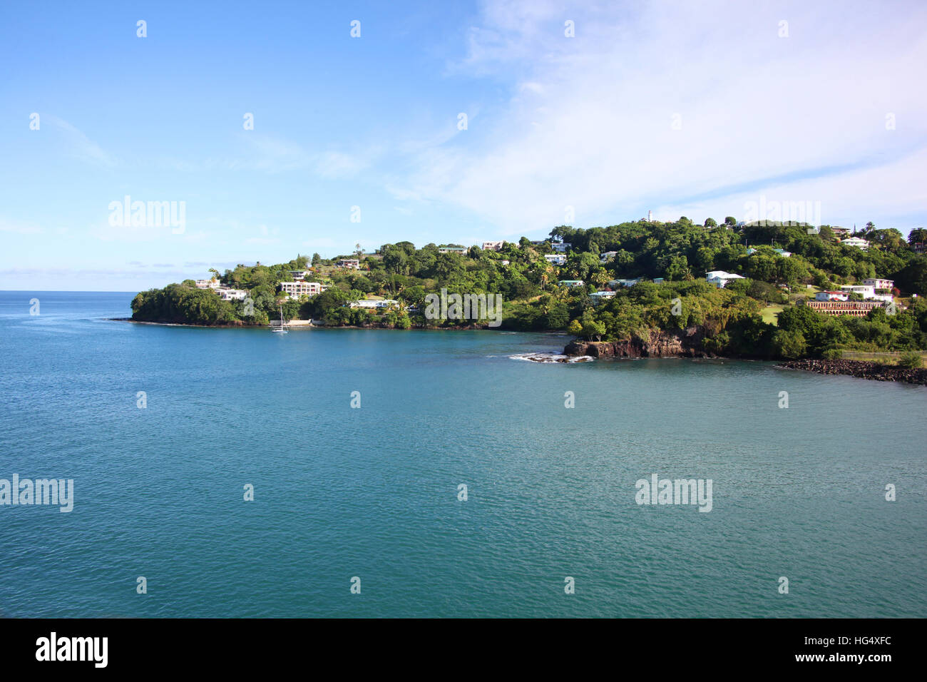 Bellissimo il paesaggio costiero di Castries, St Lucia, dei Caraibi. Foto Stock