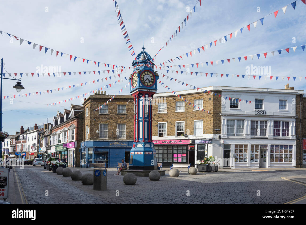 Sheerness Clock Tower, High Street, Sheerness, Isle of Sheppey, Kent, England, Regno Unito Foto Stock