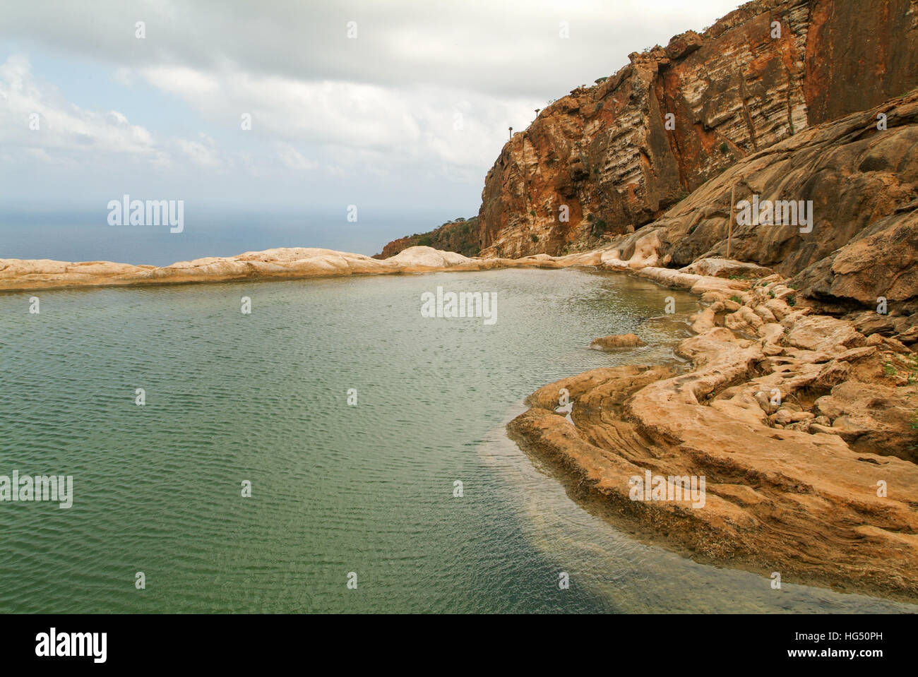 Il lago di montagna di Homhil sull isola di Socotra, Yemen Foto Stock