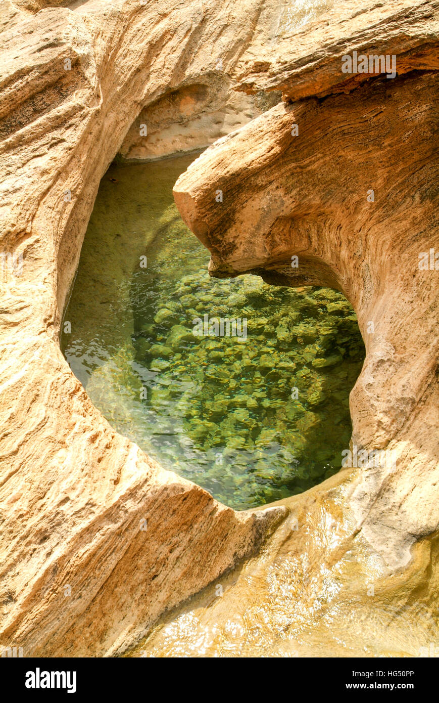 Il lago di montagna di Homhil sull isola di Socotra, Yemen Foto Stock