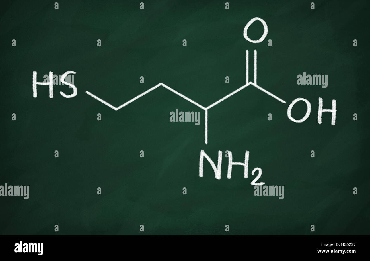 Formula chimica di omocisteina su una lavagna Foto Stock