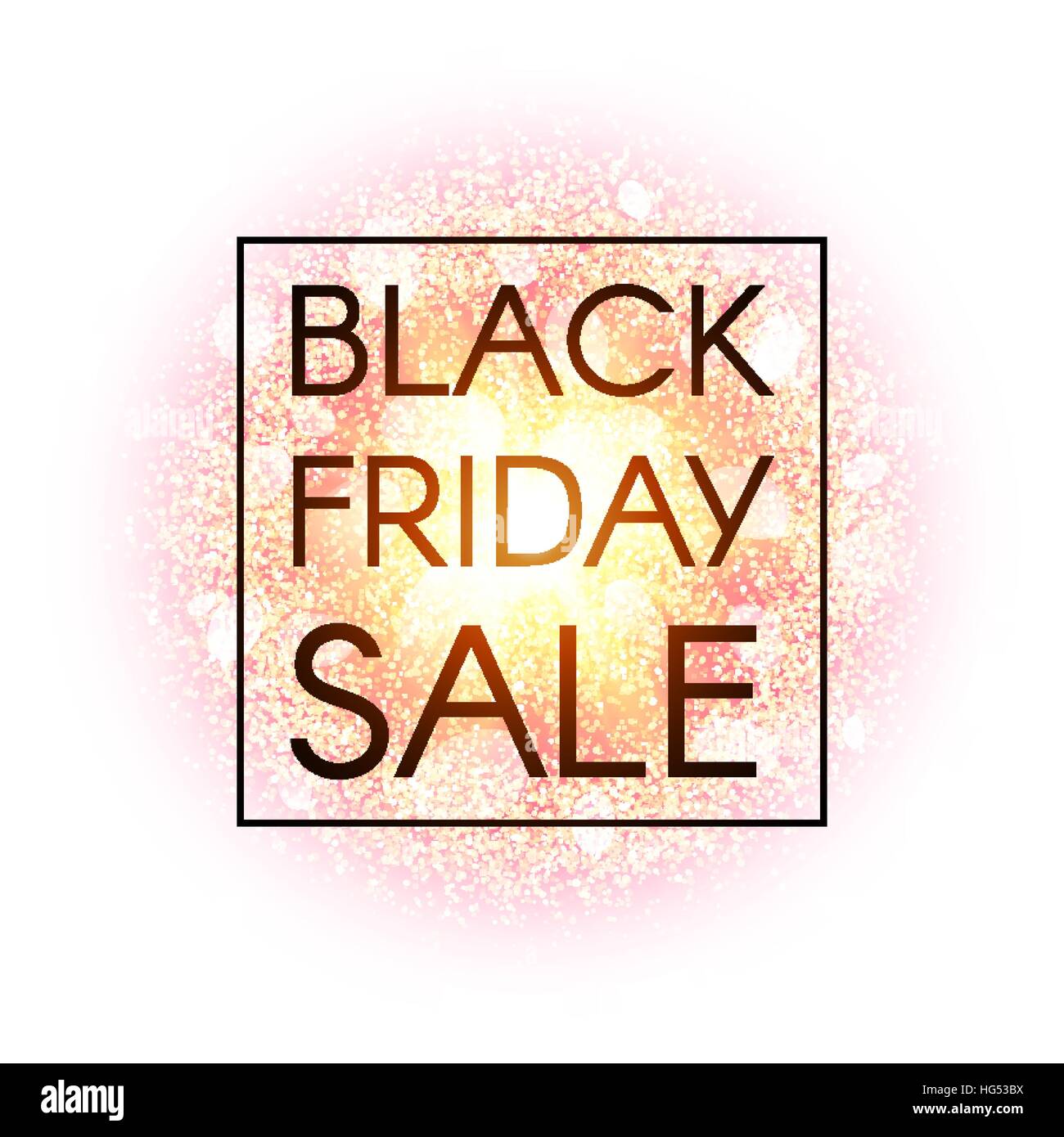 Venerdì nero vendita banner su abstract esplosione sfondo con oro scintillante elementi. Sconto poster. La polvere fuochi d'artificio di luce con effetto glow. Illustrazione Vettoriale. Illustrazione Vettoriale