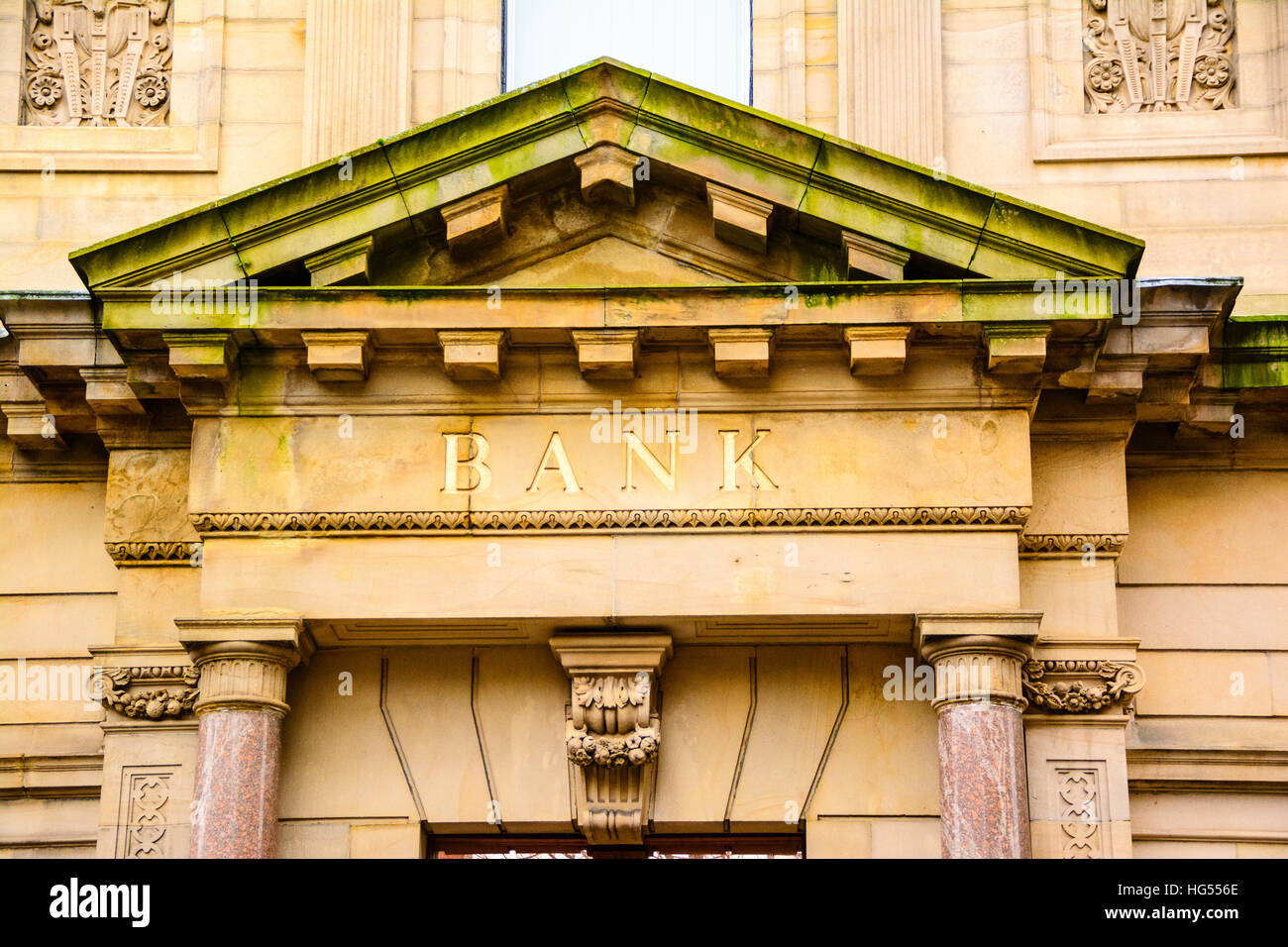 Portico di Natwest Bank in Church Street Lancaster Lancashire Inghilterra Foto Stock
