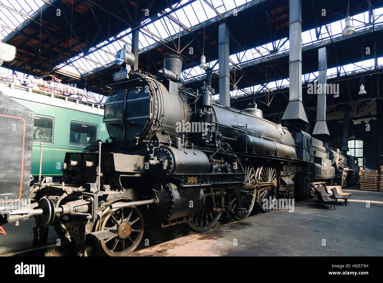 Strasshof an der Nordbahn: Museo ferroviario "Il riscaldamento della casa',, Donau Niederösterreich, Austria Inferiore, Austria Foto Stock