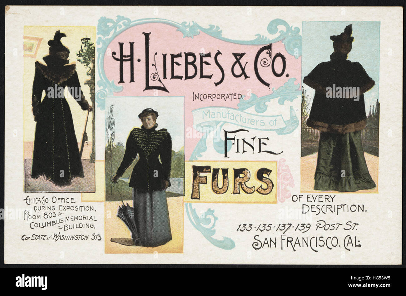 Abbigliamento Schede Commerciali - H. Liebes & Co. incorporati, i fabbricanti di belle pellicce di ogni descrizione. Foto Stock