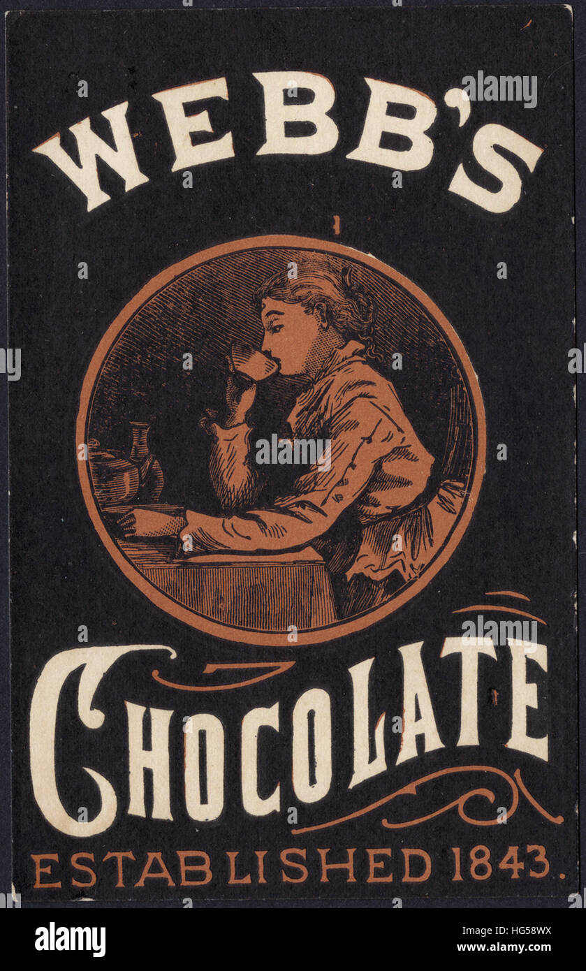 Il commercio di bevande carte - Webb del cioccolato, stabilito 1843. Foto Stock