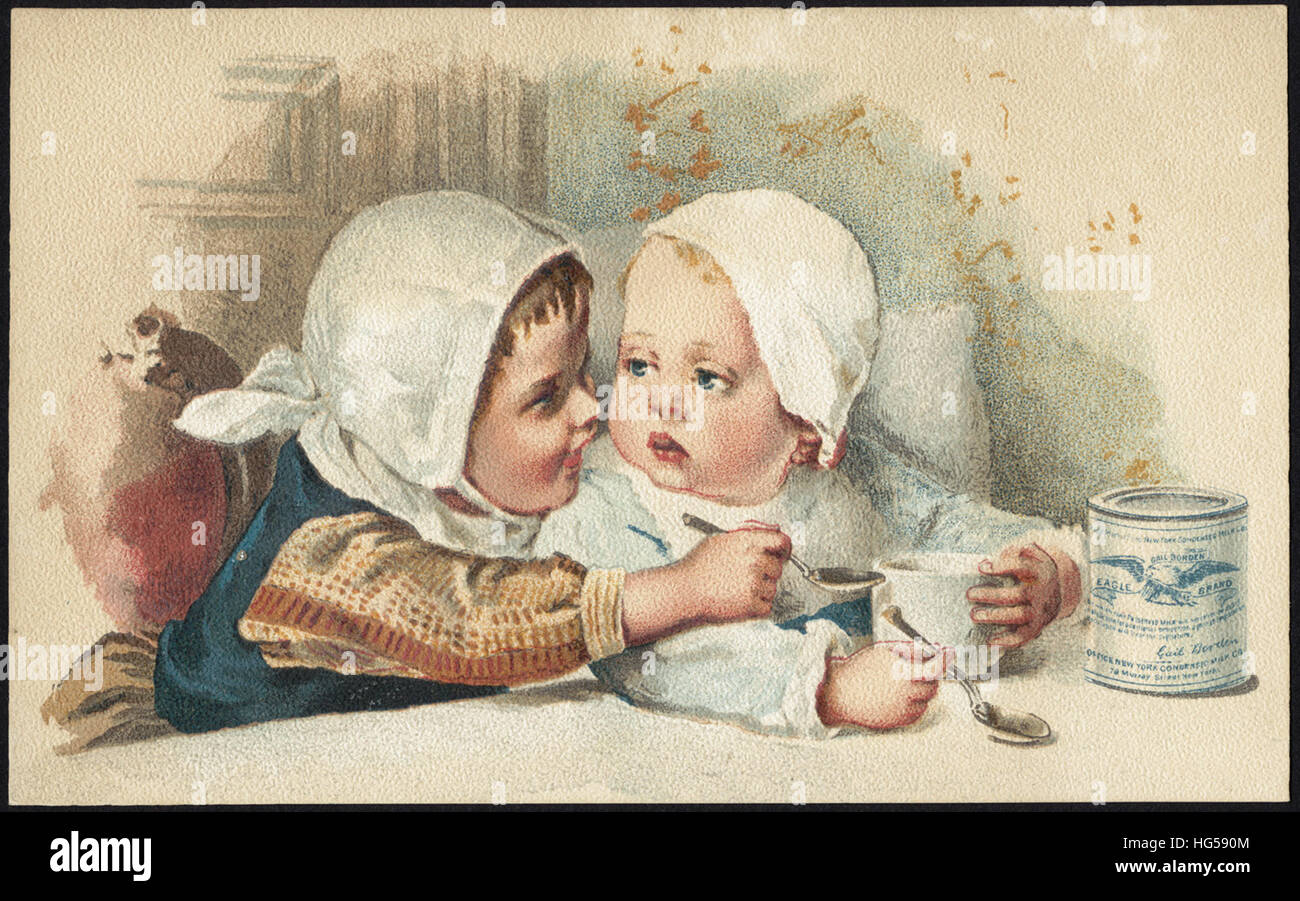 Il commercio di bevande carte - Gale Borden Eagle Brand latte condensato. Foto Stock