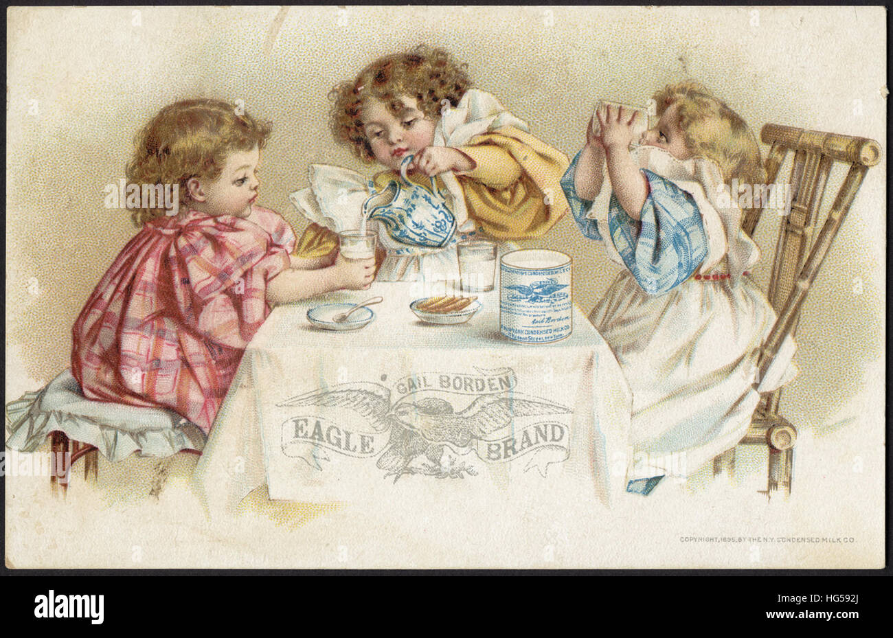 Il commercio di bevande carte - Gail Borden Eagle marca di latte condensato Foto Stock