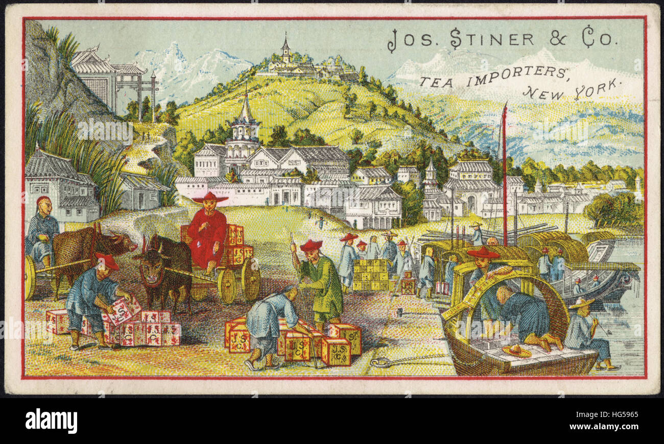 Il commercio di bevande carte - Jos. Stiner & Co. di importatori di tè, New York Foto Stock