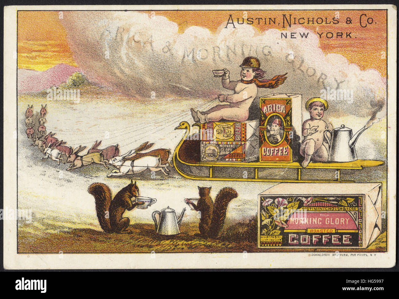 Bevanda carte commercio - Africa Caffè, gloria di mattina caffè, Austin, Nichols & Co. New York Foto Stock