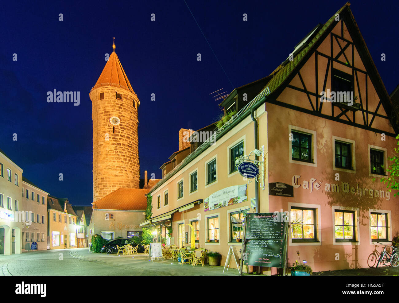 Gunzenhausen: tower Färberturm, Mittelfranken, Media Franconia, Baviera, Baviera, Germania Foto Stock