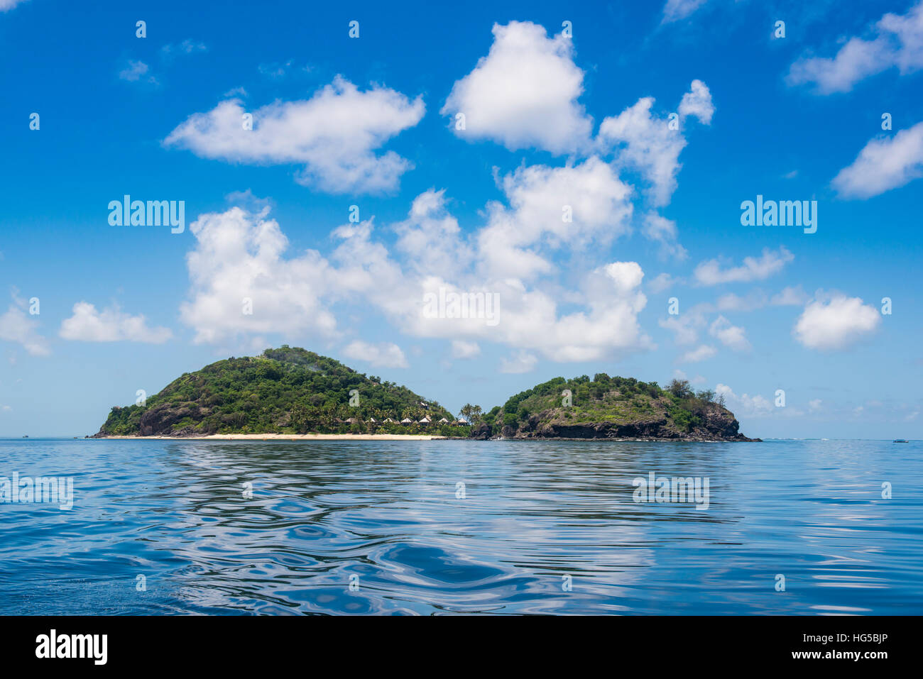 Resort di lusso sull'Isola di Mana, Isole della Mamanuca, Figi e Sud Pacifico Foto Stock