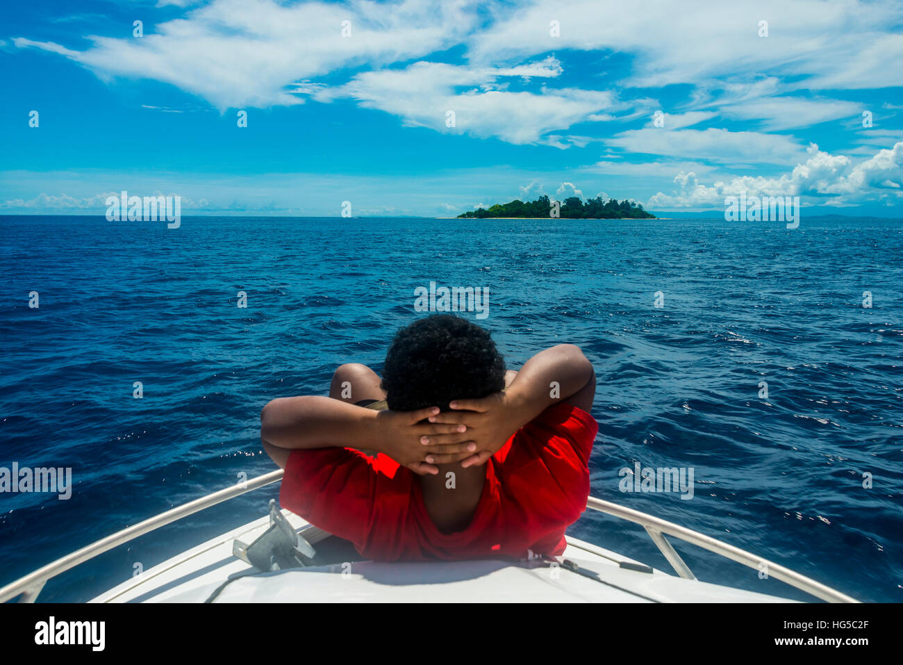 La piccola isola al largo della costa di Rabaul, East New Britain, Papua Nuova Guinea, Pacific Foto Stock