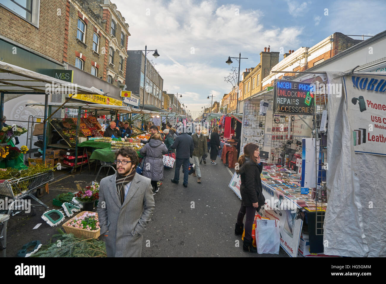 Mercato della cappella di Islington. Strada del mercato Foto Stock