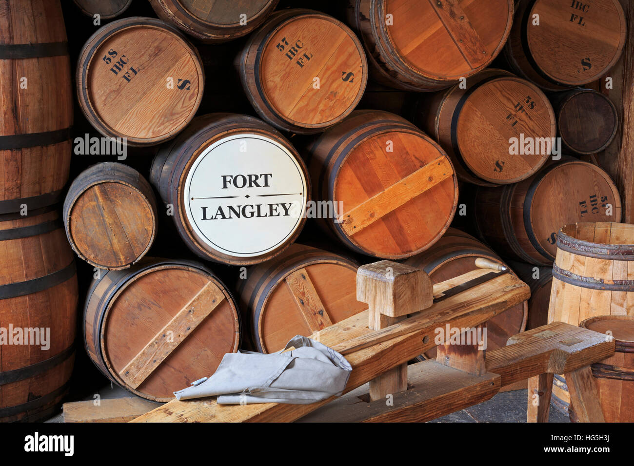 Cooperage, Fort Langley National Historic Site, Fort Langley, regione di Vancouver, British Columbia, Canada Foto Stock