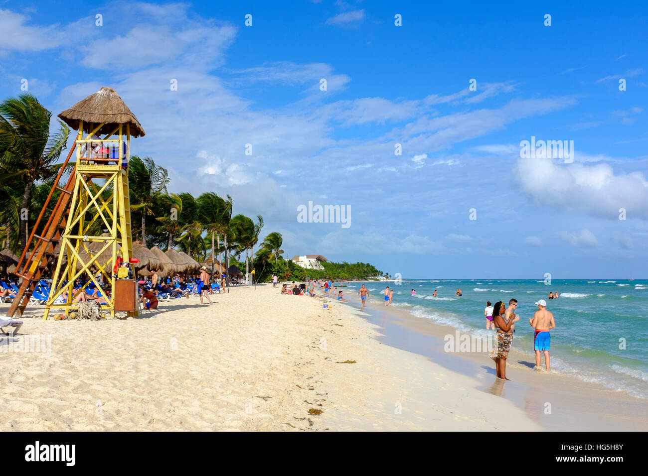 Spiaggia in Riviera Maya, vicino a Playa del Carmen, Messico Foto Stock