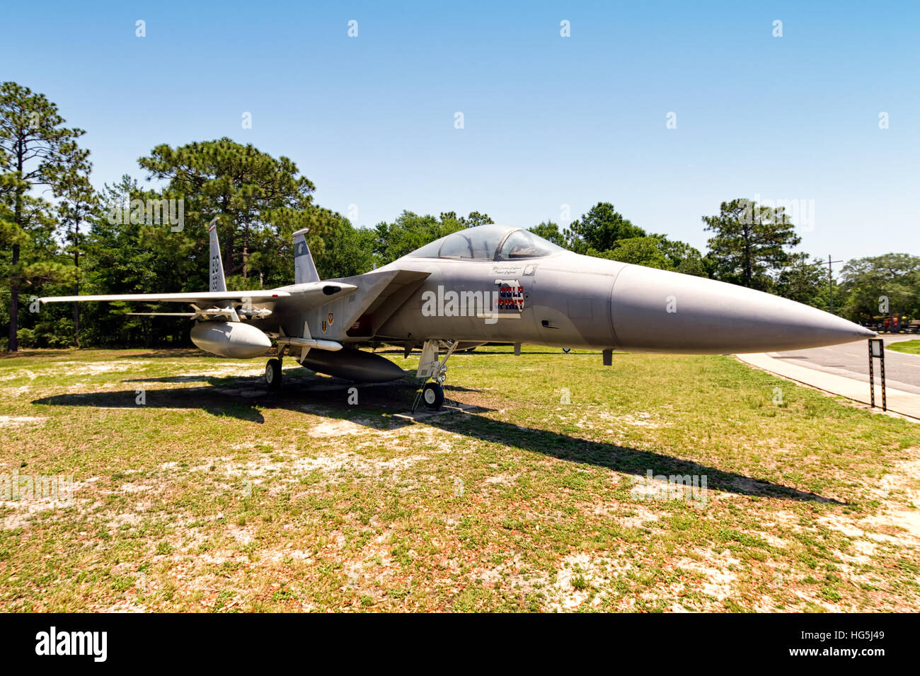 Il McDonnell Douglas F-15A-12-MC Eagle, codice di coda "EG", era stato precedentemente assegnato al 4485th test Squadron presso Eglin AFB. Fu contrassegnato come "Gulf Spirit" e servì come velivolo del comandante di squadrone del 33rd Fighter Wing, con capacità avanzate per l'aviazione militare. Foto Stock