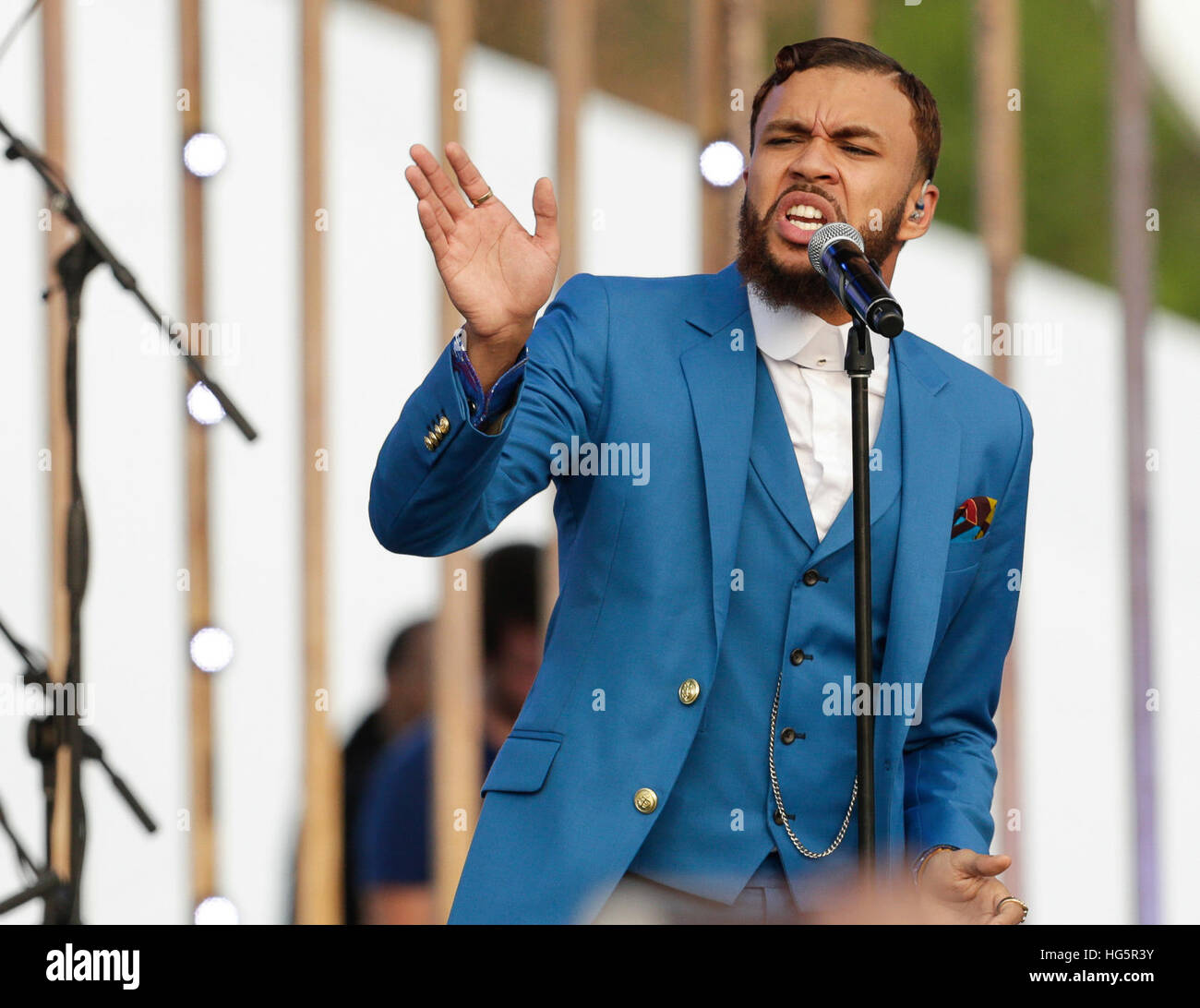 Jidenna effettuando al 2016 MTV Woodie awards al SXSW il 16 marzo 2016 ad Austin, Texas. Foto Stock