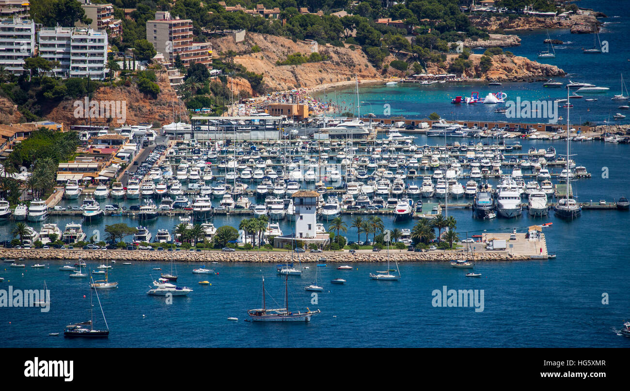 Vista aerea Puerto Portals marina maiorca isole baleari Spagna Foto Stock