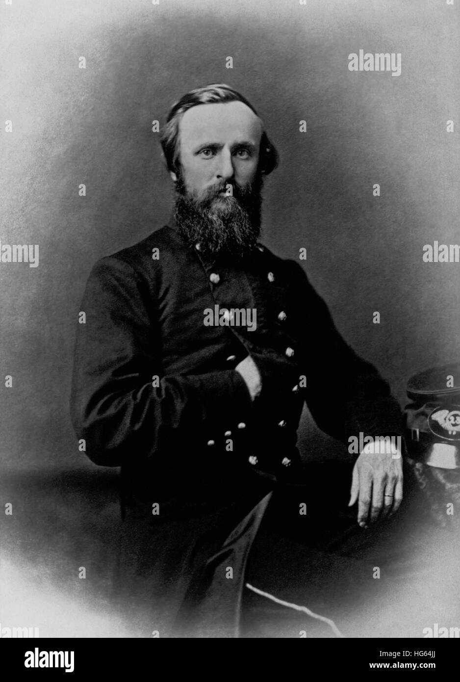 Vintage American History Stampa di Rutherford B. Hayes in mezzo al suo servizio durante la Guerra Civile Americana. Foto Stock