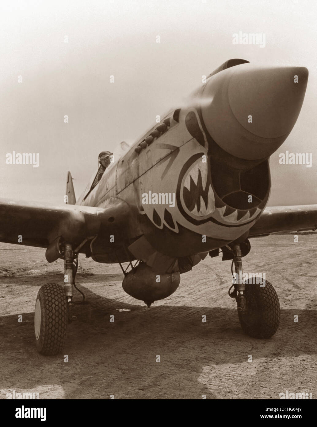 Vintage II Guerra Mondiale foto di un P-40 Warhawk. Foto Stock