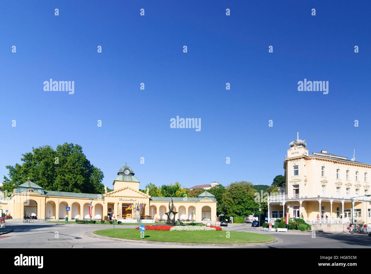 Bad Vöslau: bagni termali e hotel Stefanie, Wienerwald, Vienna Woods, Niederösterreich, Austria Inferiore, Austria Foto Stock