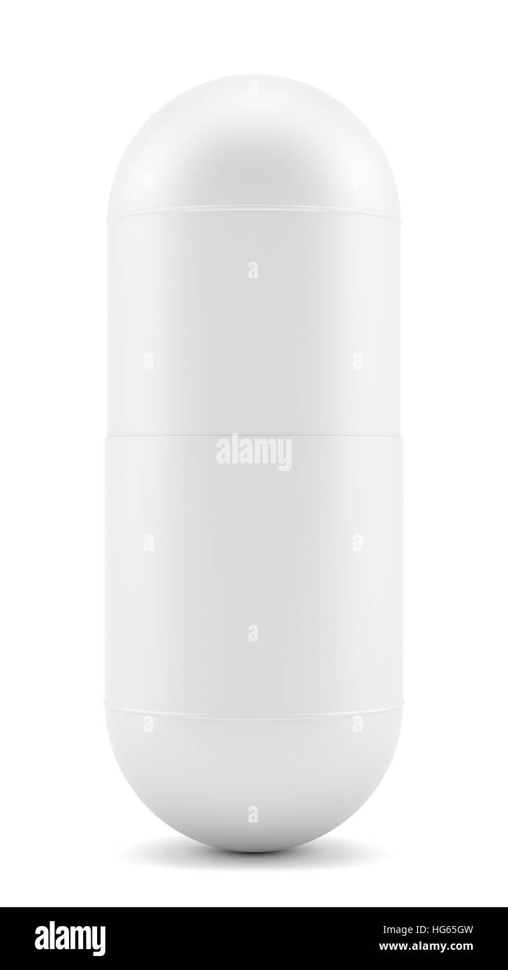 Medicina pillola su sfondo bianco Foto Stock