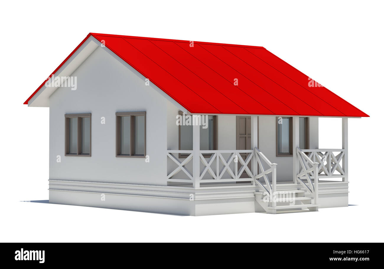 Una piccola casa con un tetto rosso Foto Stock