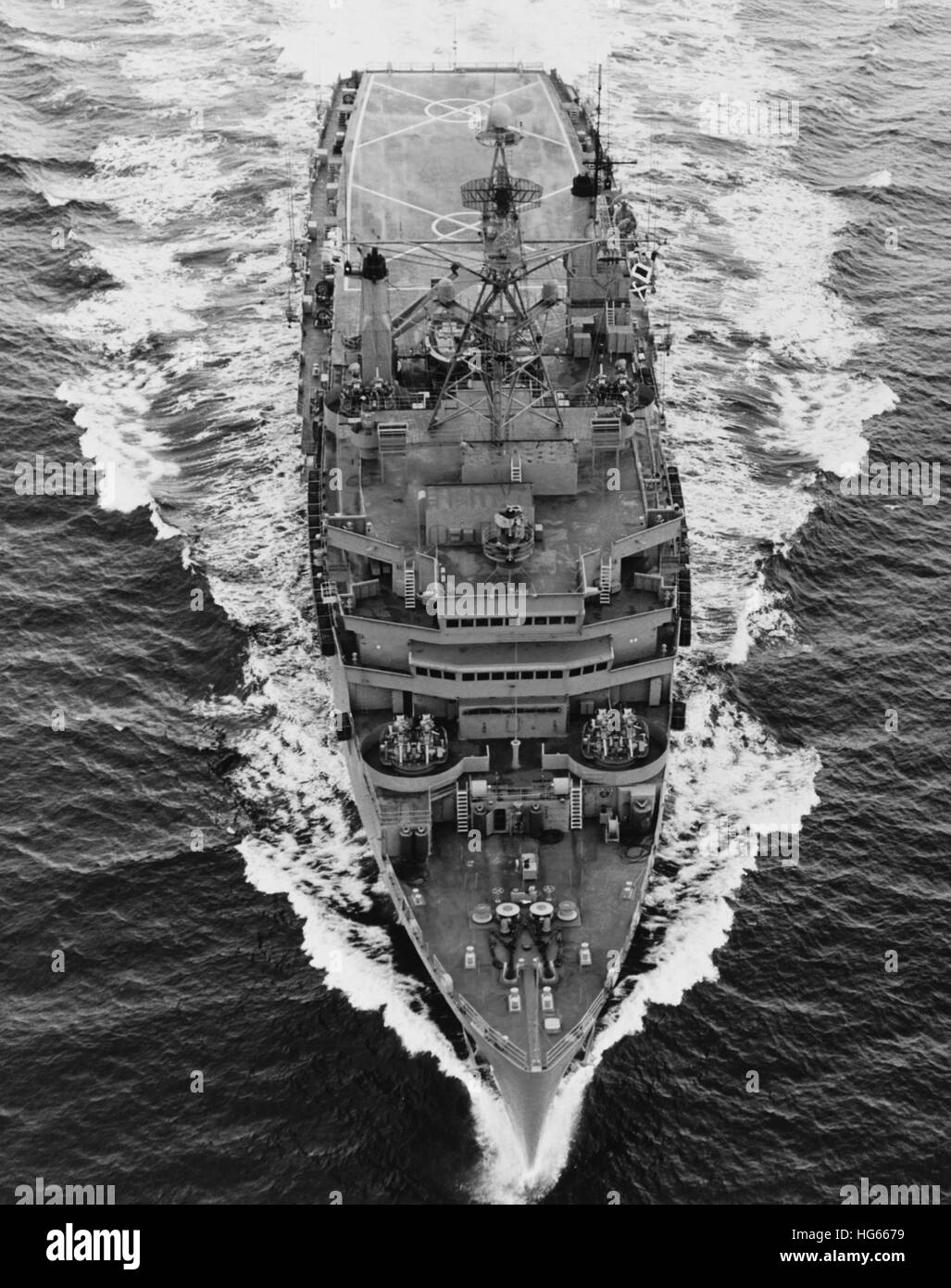 Vista aerea del USS Nashville (LPD-13), 1969. Foto Stock