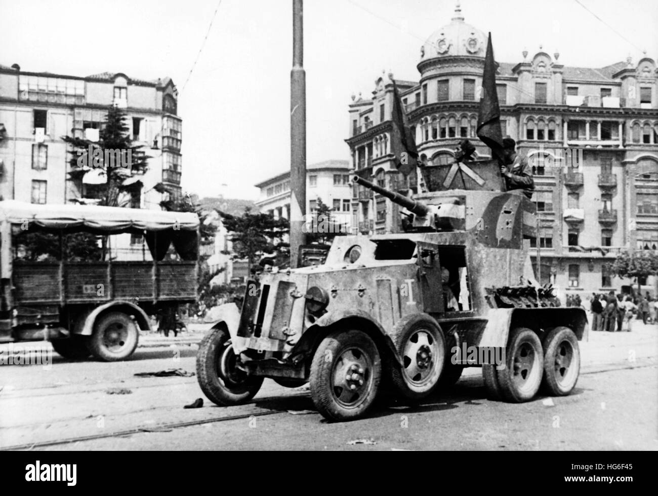 L'immagine della propaganda nazista mostra l'avanzamento delle truppe francos a Malaga. La foto è stata scattata nel gennaio 1937. Fotoarchiv für Zeitgeschichte Archivio - NESSUN SERVIZIO DI FILO - | utilizzo in tutto il mondo Foto Stock