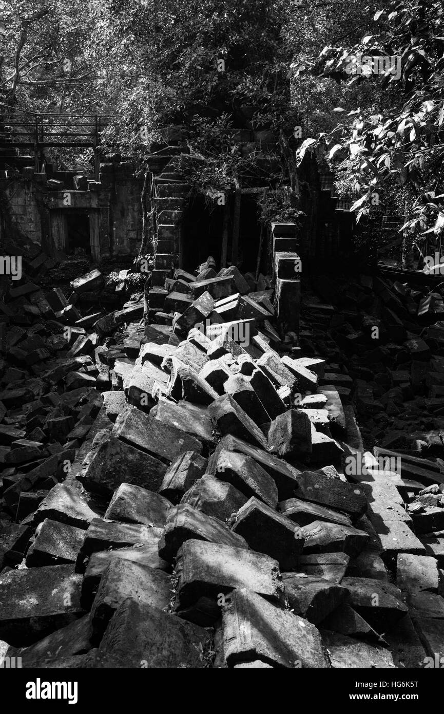 Siem Reap, Siem Reap, Cina. Il 6 gennaio, 2017. Immagine in bianco e nero di Angkor Wat in Siem Reap, Cambogia. Si tratta di un complesso tempio in Cambogia e il più grande monumento religioso nel mondo, con la misurazione del sito 162,6 ettari. Esso è stato originariamente costruito come un tempio indù di dio Vishnu per l'Impero Khmer, trasformando progressivamente in un tempio buddista verso la fine del XII secolo. © SIPA Asia/ZUMA filo/Alamy Live News Foto Stock