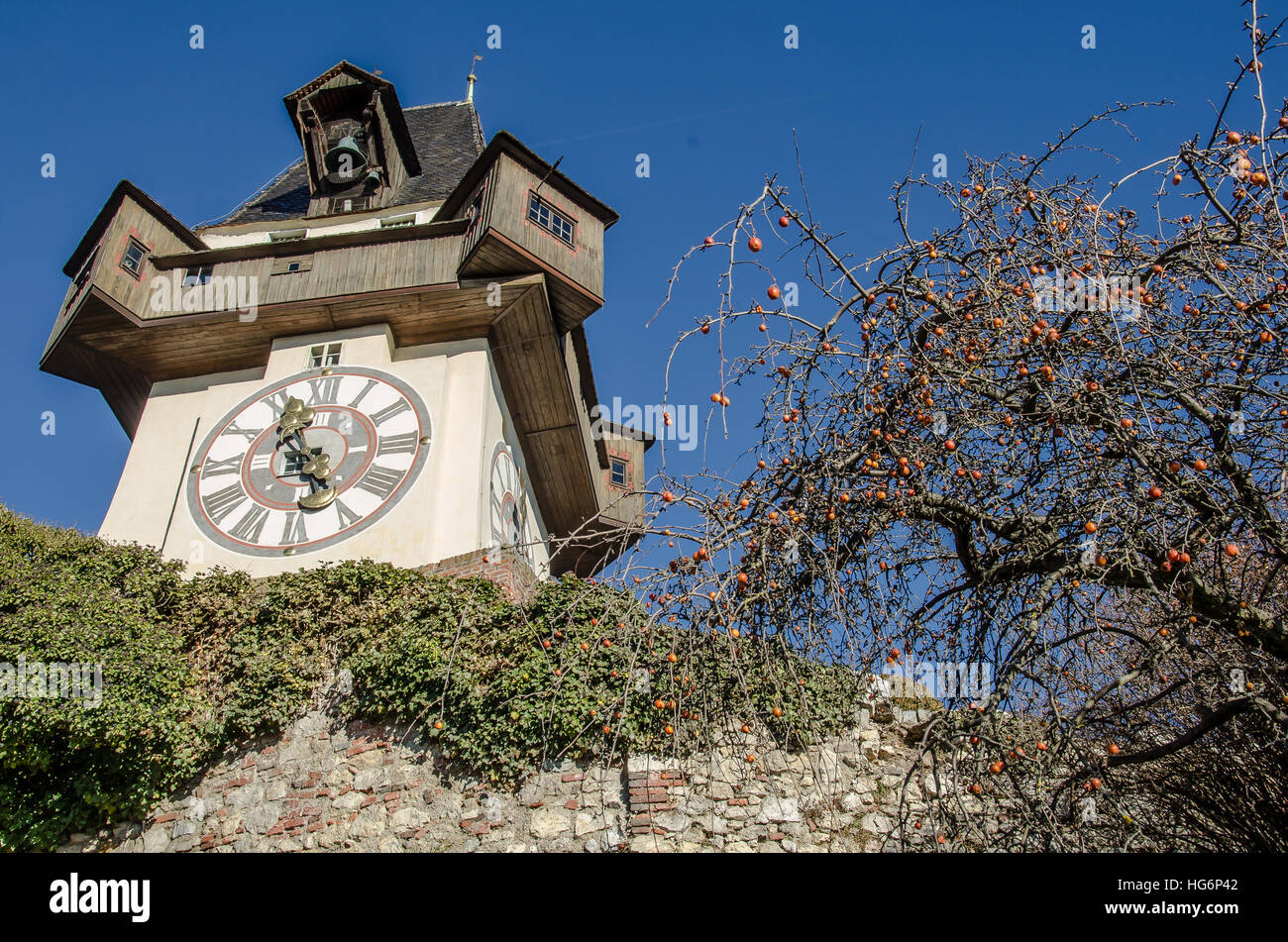 Graz Schlossberg Castle Hill ora un parco pubblico e Foto Stock