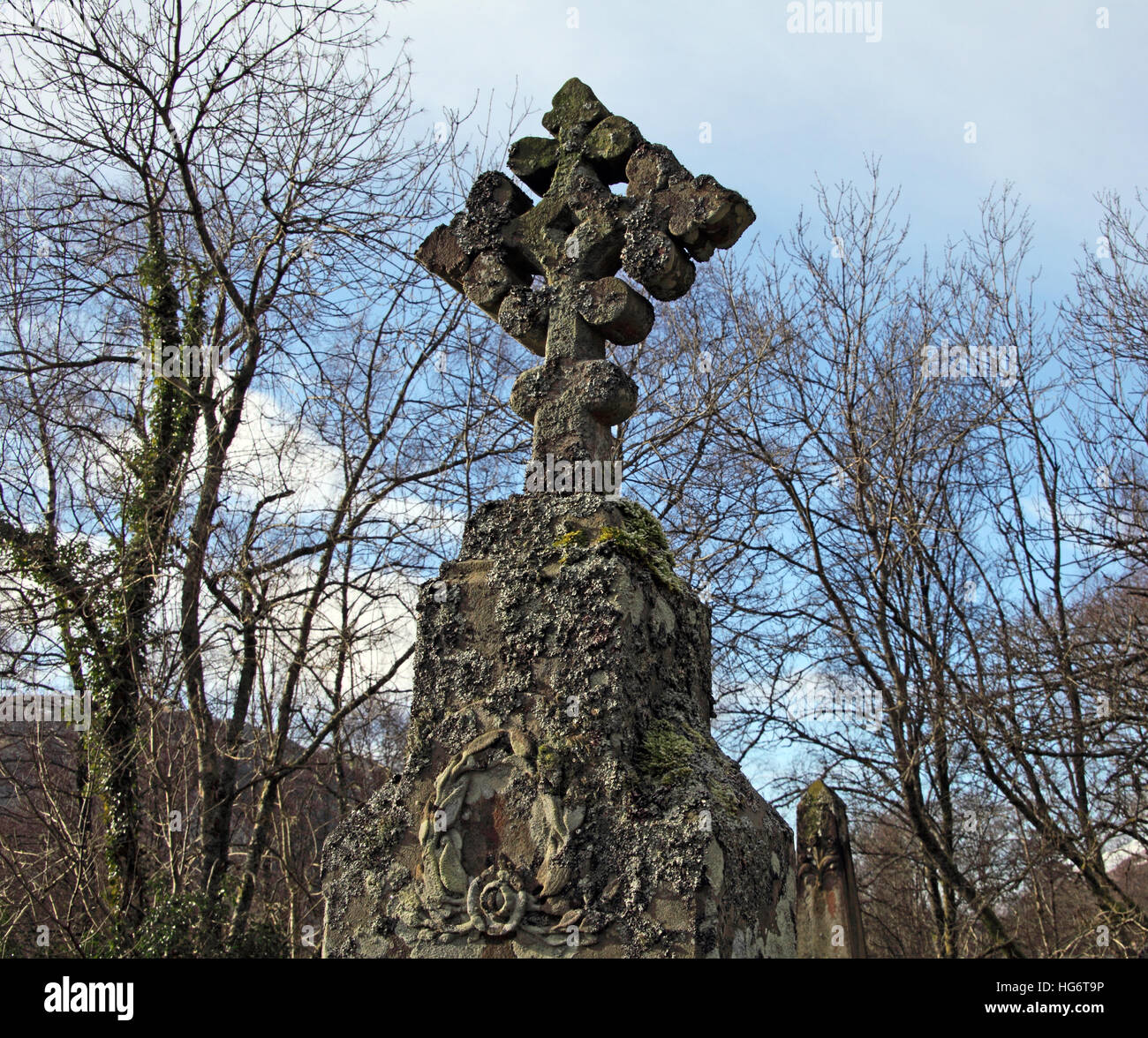 Balquhidder cimitero,Sterling,Scozia, Regno Unito - Rob Roy MacGregors rosso luogo di riposo Foto Stock