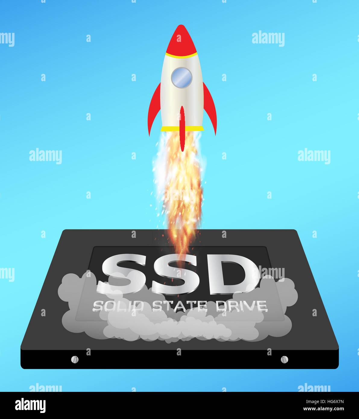 Unità a stato solido o SSD con una velocità razzo boost Illustrazione Vettoriale