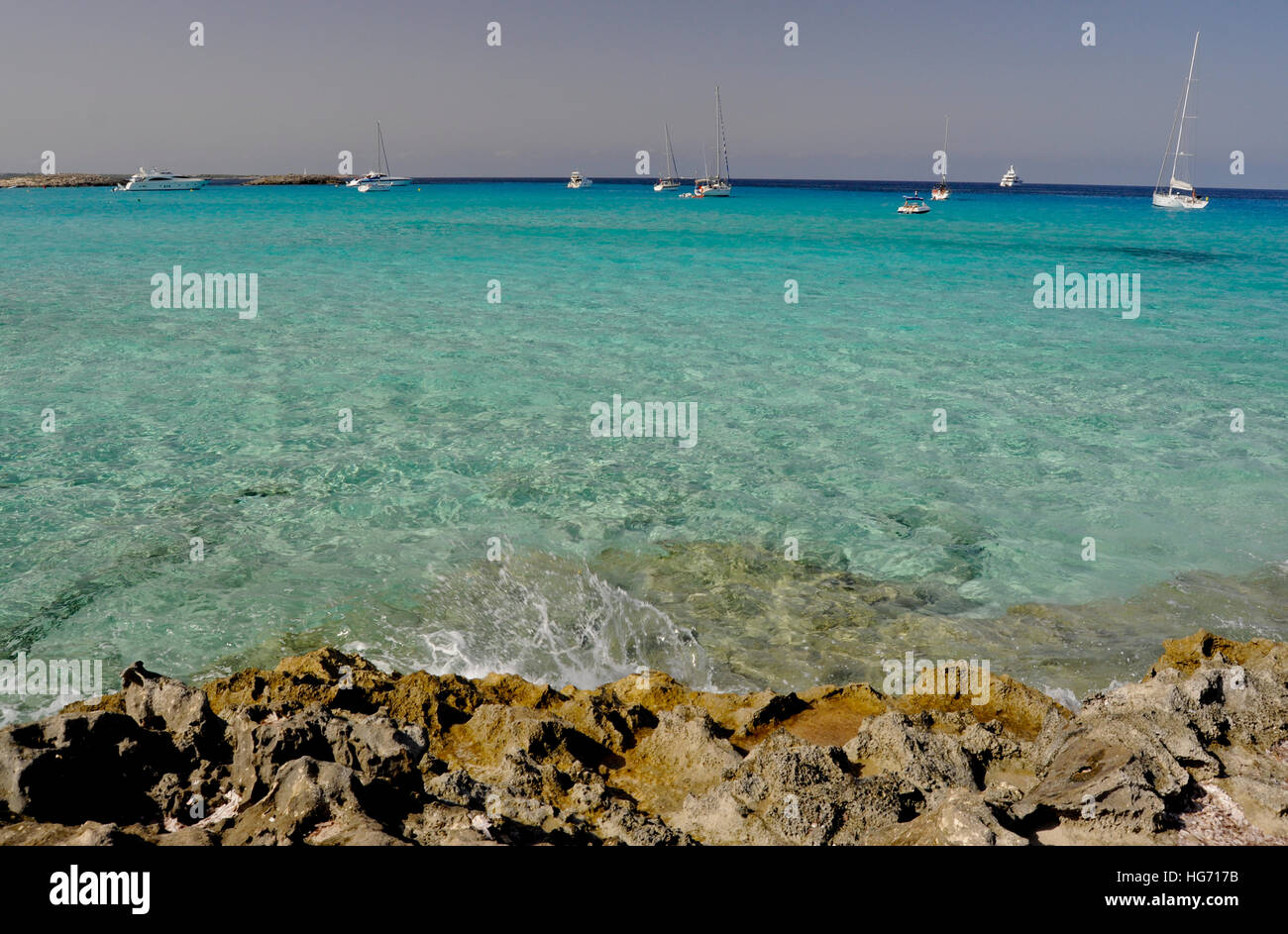 Il mare di Isola di Formentera, Spagna. Foto Stock